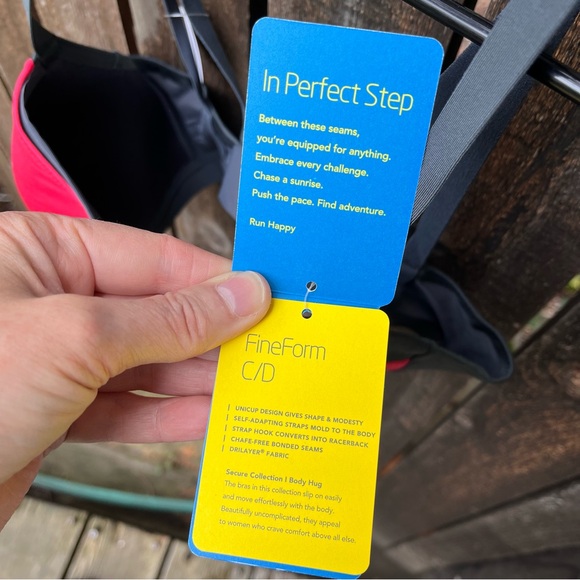 Brooks Moving Comfort Fine Form Sports Bra In Poppy/Asphalt Sz 32CD-34C Small. - Picture 4 of 16